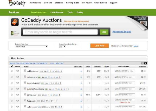 godaddy-auctions-site